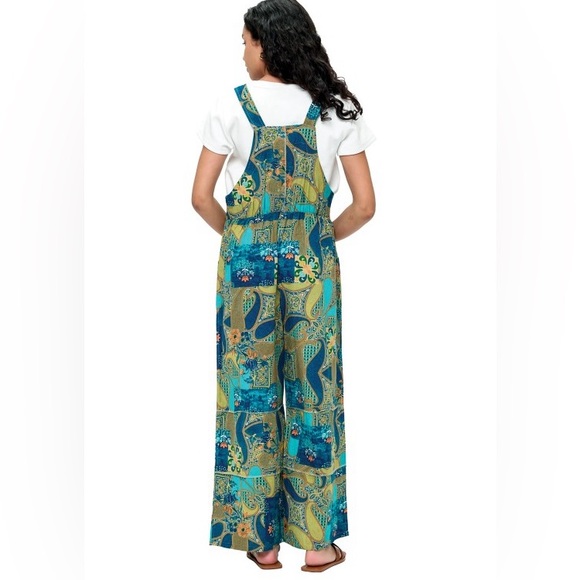 Overall Boho Vibrant Floral Patchwork|Teal - Picture 4 of 4